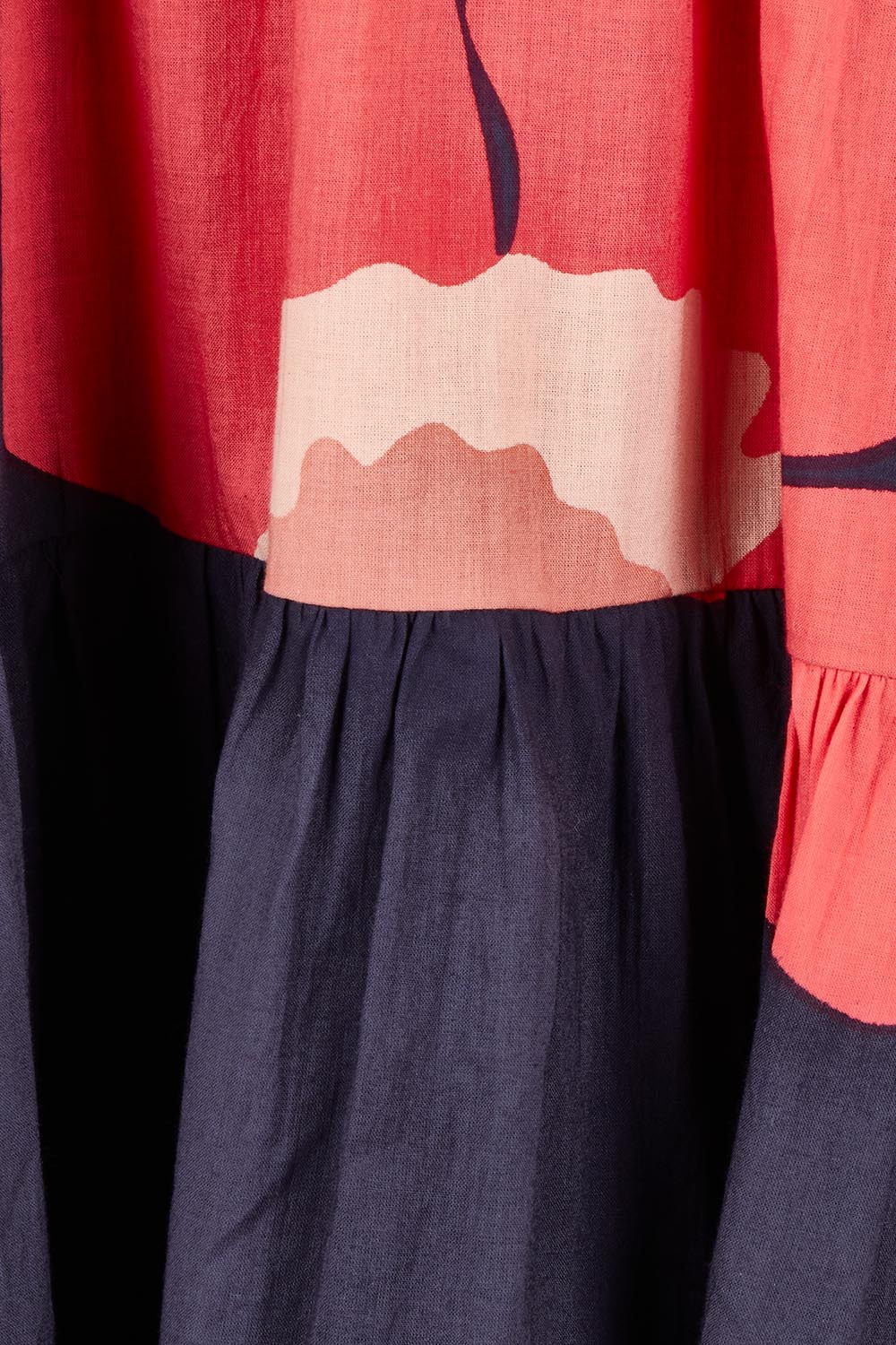 Product shot of the Riley Cotton Maxi Dress in colour Boldflower (Blue), detail
