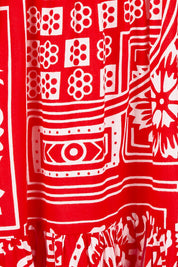 Product shot of the Riley Cotton Maxi Dress in colour Labyrinth (Red), detail