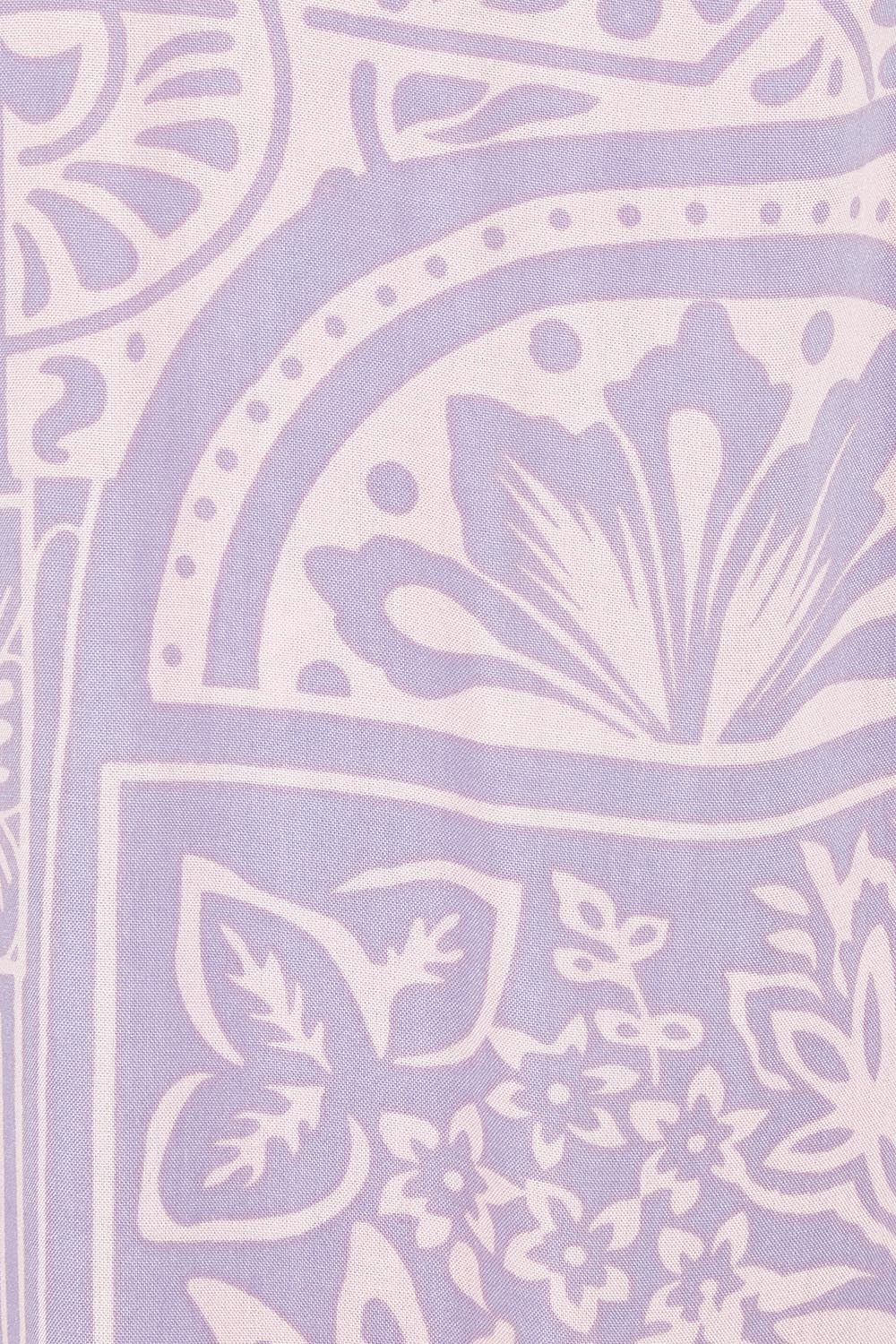 Product shot of the Georgina Wrap Dress in colour Labyrinth (Purple), detail