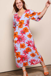Model Georgiel wearing size 10 of the Jamie A-Line Dress – Flora in colour Flora, from the front