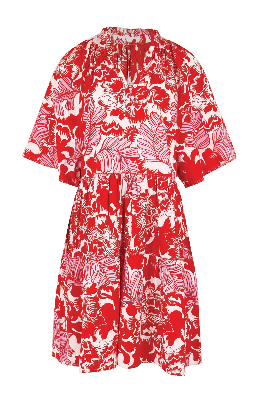 Product shot of the Kathy Cotton Dress – Bloomlet in colour Bloomlet, from the front