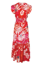 Product shot of the Georgina Cotton Maxi Dress – Redgarden in colour Redgarden, from the back
