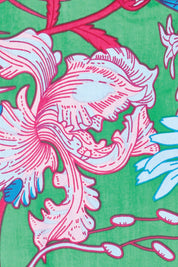 Product shot of the Lilly Cotton Wrap Dress – Greengard in colour Greengard, showing detail