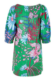 Product shot of the Polly Cotton Shift Dress – Greengard in colour Greengard, from the back