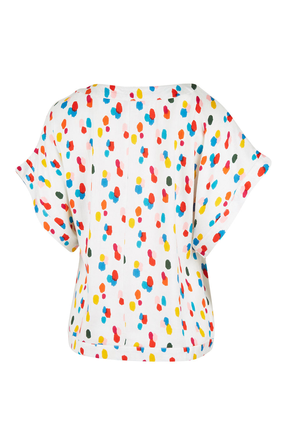 Product shot of the Lola Belle Sleeve Top in colour Speckled (White), from the back