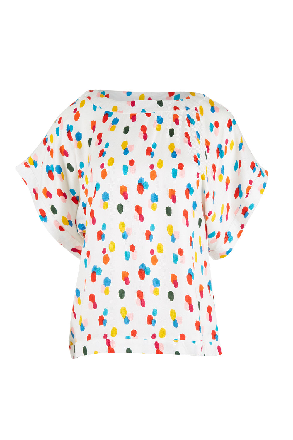 Product shot of the Lola Belle Sleeve Top in colour Speckled (White), from the front