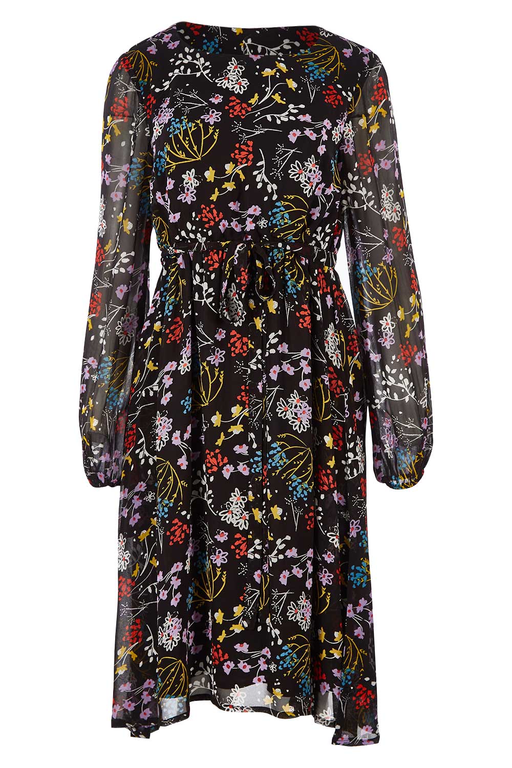 Product shot of the Odette Dress Garden Dweller in colour Black (Black), from the front