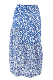 Product shot of the Verronica Organic Cotton Skirt in colour Marine (Blue), from the back