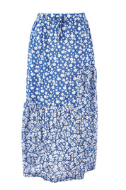 Product shot of the Verronica Organic Cotton Skirt in colour Marine (Blue), from the front