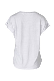 Product shot of The Easy Hemp Vin colourNeck Top - White (White), from the back