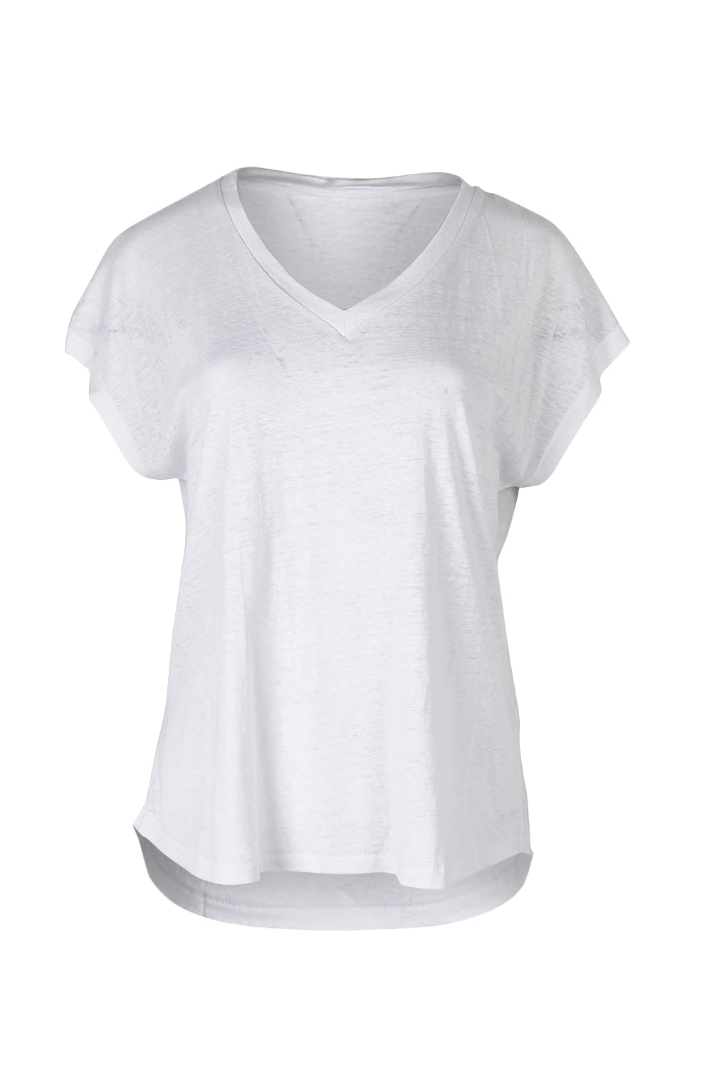 Product shot of The Easy Hemp Vin colourNeck Top - White (White), from the front