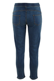 Product shot of the Crop Jean in colour Denim (Black), from the back