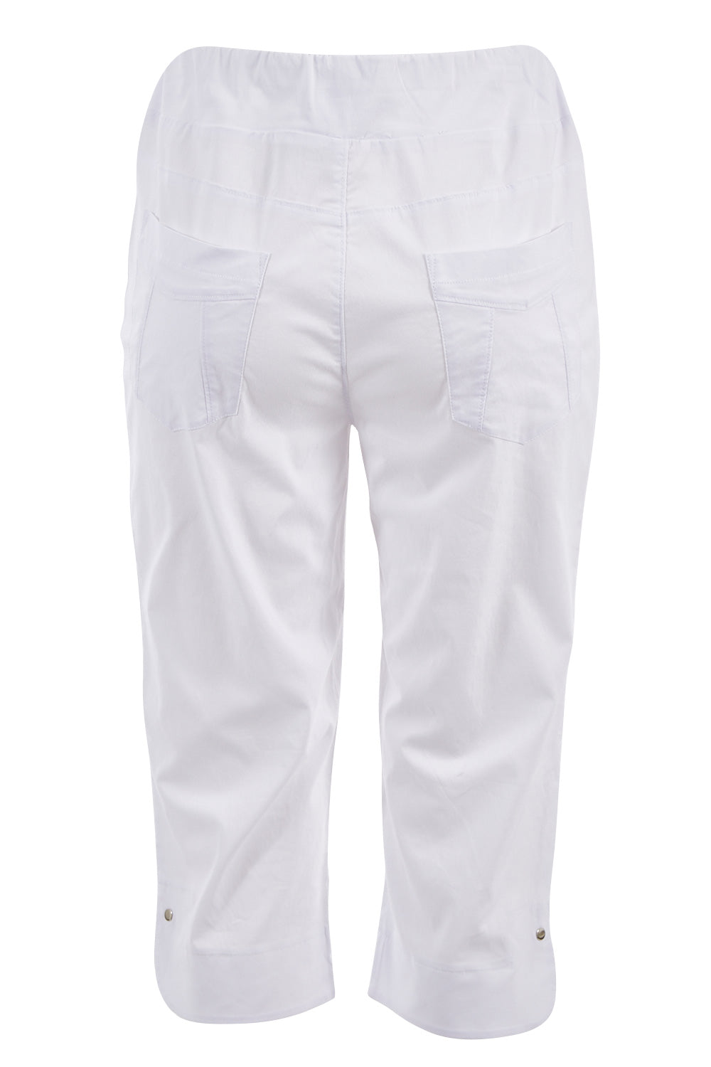 Product shot of the Trimmed Pocket Cropped Pant in colour White (White), from the back