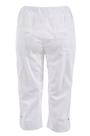 Product shot of the Trimmed Pocket Cropped Pant in colour White (White), from the back