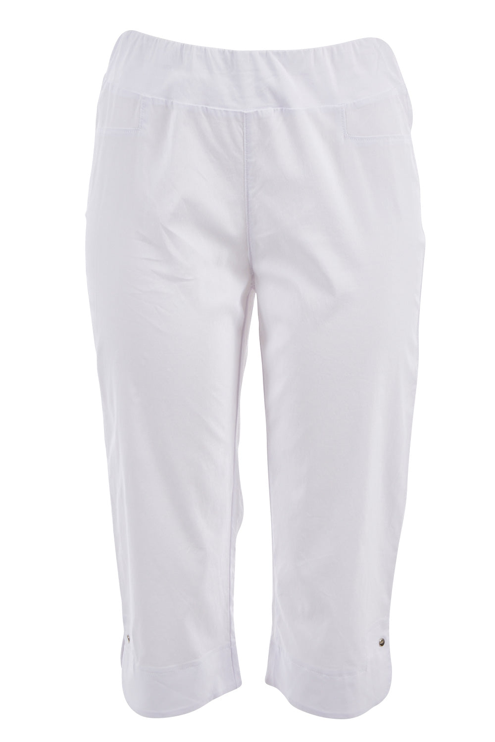 Product shot of the Trimmed Pocket Cropped Pant in colour White (White), from the front