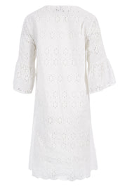 Product shot of the Lace Dress in colour White (White), from the back