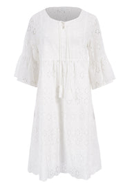 Product shot of the Lace Dress in colour White (White), from the front
