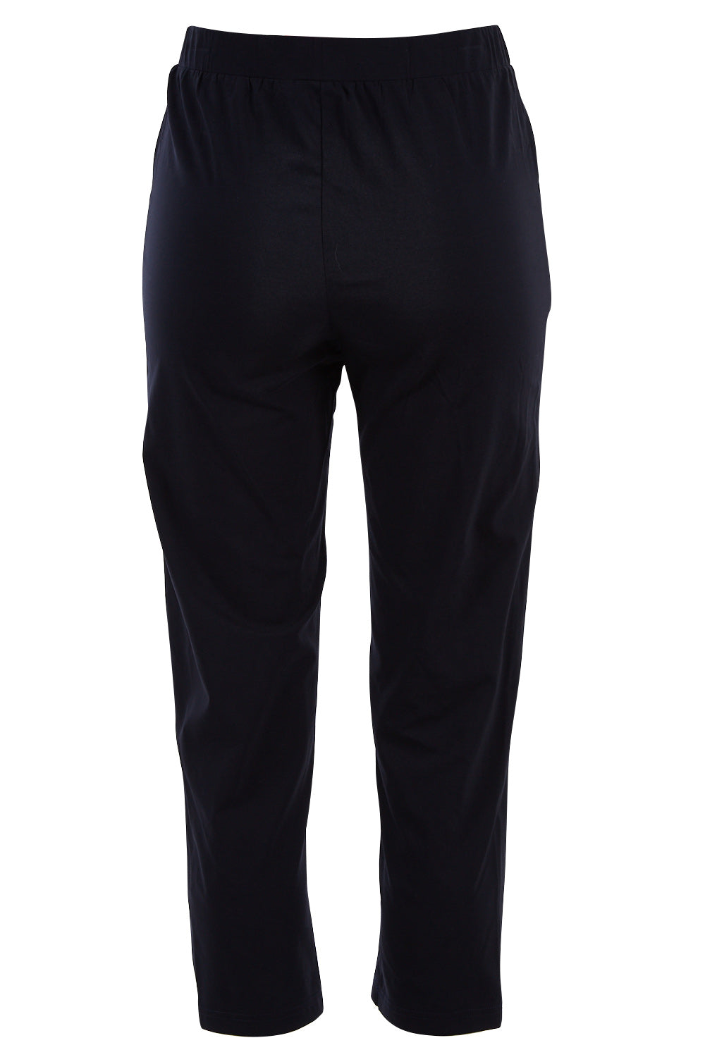 Product shot of the Eyelet Trim Pant in colour Navy (Blue), from the back