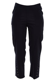 Product shot of the Eyelet Trim Pant in colour Navy (Blue), from the front