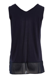 Product shot of the Reversible Scoop/v Neck Tank in colour Navy (Blue), from the back