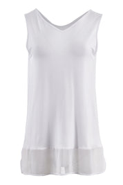 Product shot of the Reversible Scoop/v Neck Tank in colour White (White), from the front