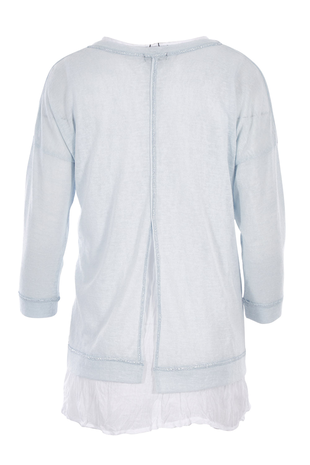 Product shot of the Foil Striped 2 In 1 Top in colour Blue (Blue), from the back