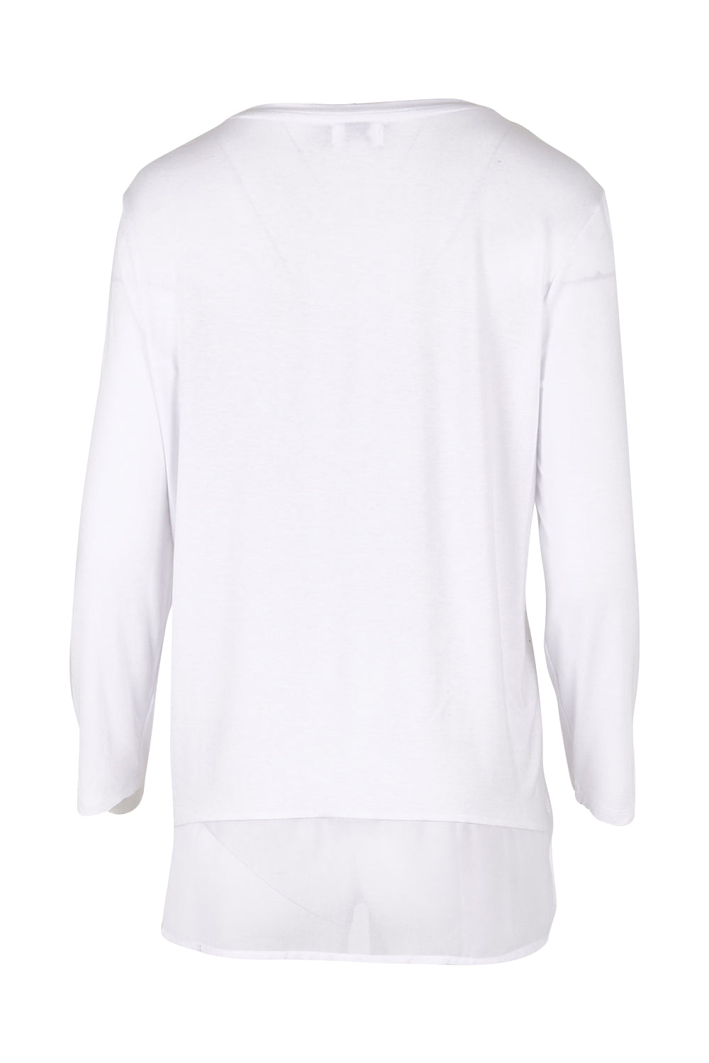 Product shot of the L/S Georgette Hem Top in colour White (White), from the front