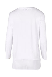 Product shot of the L/S Georgette Hem Top in colour White (White), from the front