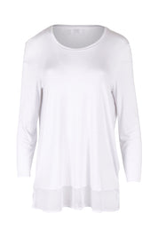 Product shot of the L/S Georgette Hem Top in colour White (White), from the front