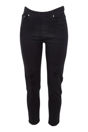 Product shot of the Pull On Ripped Jeans in colour Black (Black), from the front