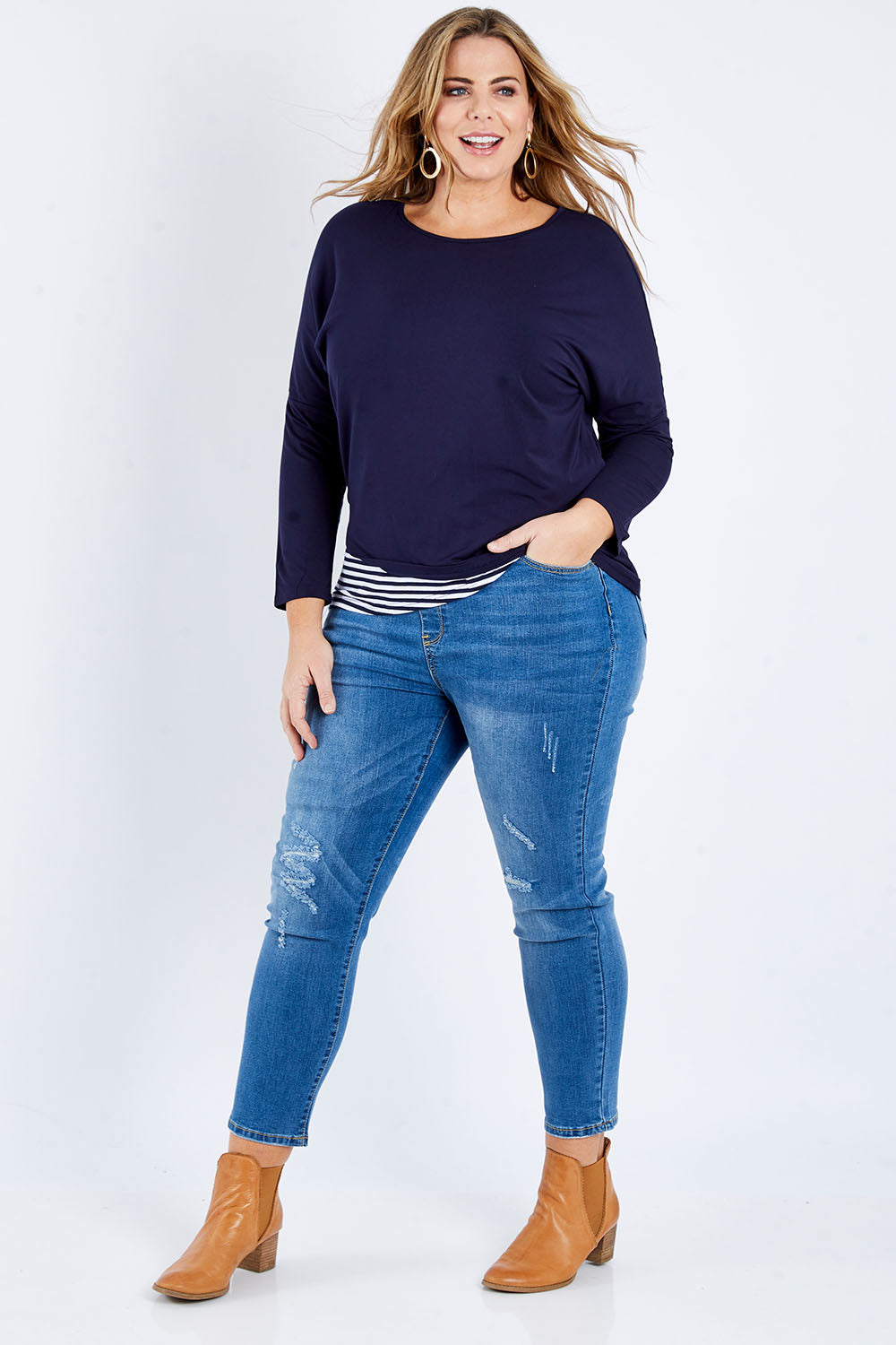 Threadz Women's Straight Jeans Blue Travel Women's Fashion – birdsnest