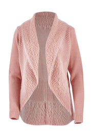 Product shot of the Faux Fur Cardigan in colour Rose (Pink), from the front