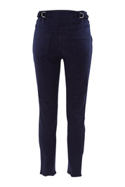 Product shot of the Jogger Jean in colour Navy (Blue), from the back