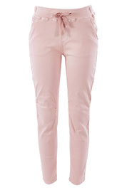 Product shot of the Jogger Jean in colour Pink (Pink), from the front
