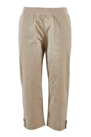 Product shot of the Santorini Cotton Pant in colour Natural, from the front