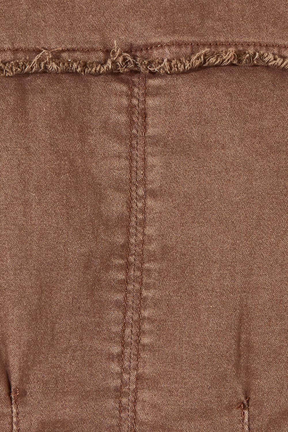 Product shot of the Military Denim Jacket in colour Chocolate, detail