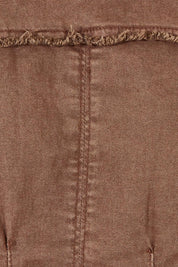 Product shot of the Military Denim Jacket in colour Chocolate, detail