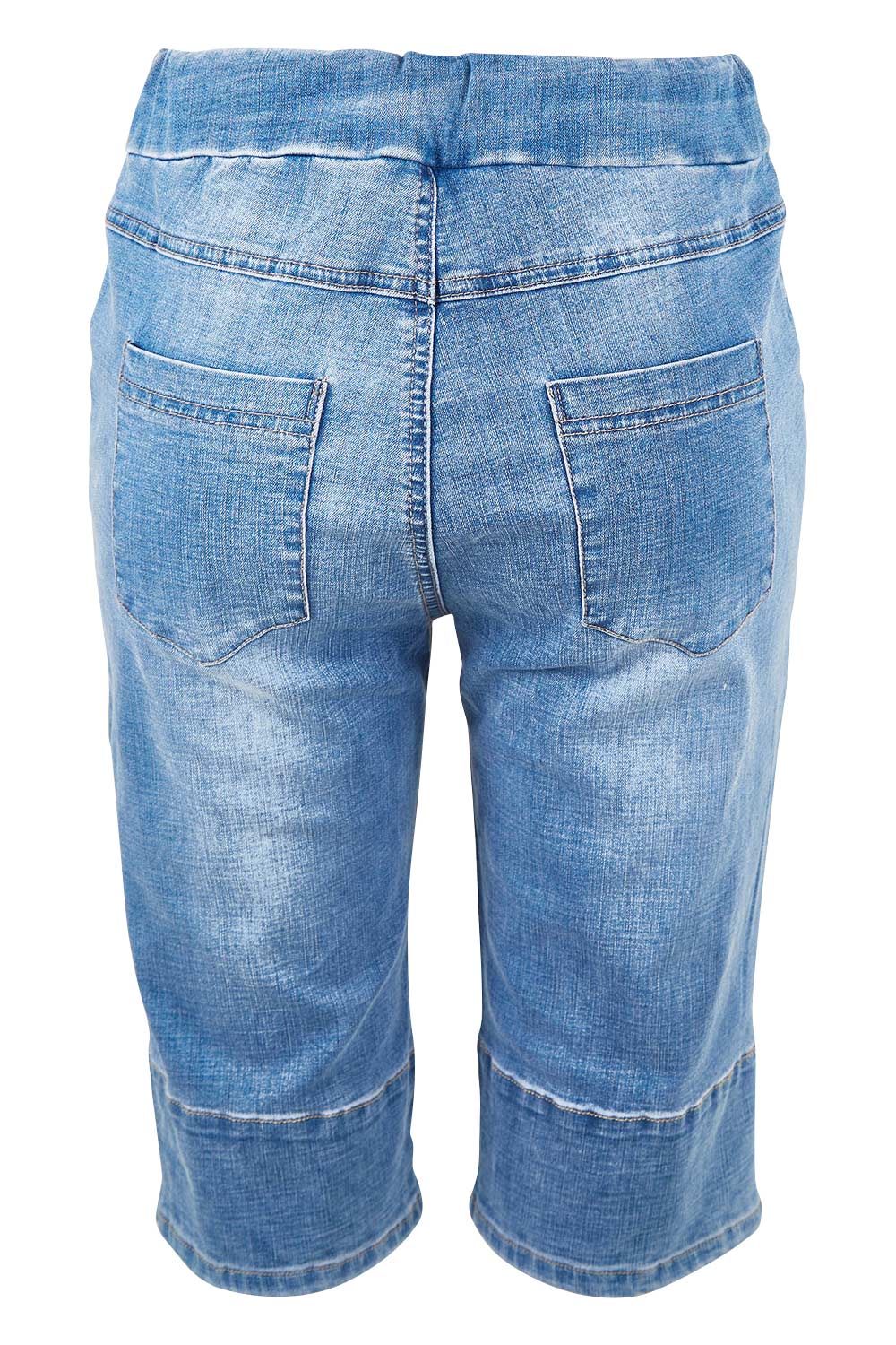 Product shot of the Jogger Short in colour Denim (Blue), from the back