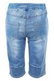 Product shot of the Jogger Short in colour Denim (Blue), from the back