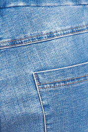 Product shot of the Jogger Short in colour Denim (Blue), detail