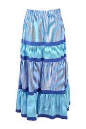 Product shot of the Stripe Skirt in colour Cobalt (Blue), from the back