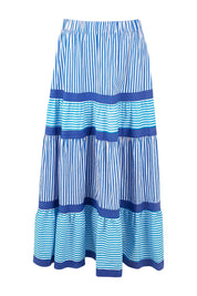 Product shot of the Stripe Skirt in colour Cobalt (Blue), from the front