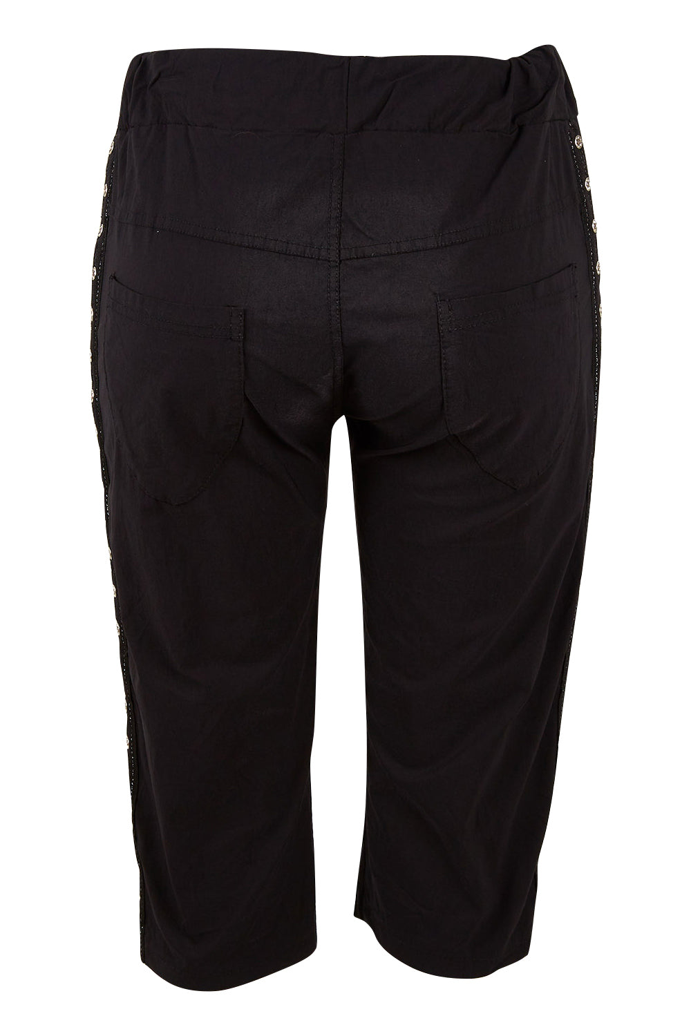 Product shot of the Crushed Jean Short in colour Black (Black), from the back