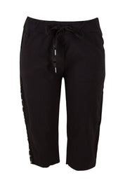 Product shot of the Crushed Jean Short in colour Black (Black), from the front