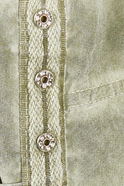 Product shot of the Crushed Jean Short in colour Khaki (Green), detail