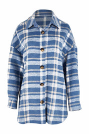 Product shot of the Perisher Check Shacket in colour Cornflower (Blue), from the front