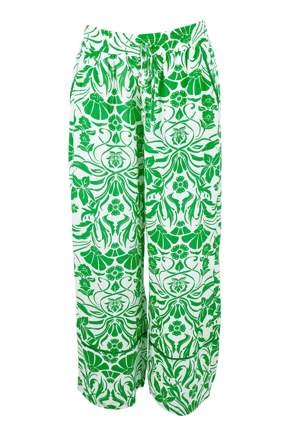 Product shot of the Paradise Pant in colour Green (Green), from the front