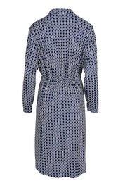 Product shot of the Sadie Square Dress in colour Navy (Blue), from the back