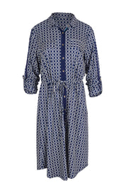 Product shot of the Sadie Square Dress in colour Navy (Blue), from the front