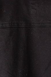Product shot of the Collarless Denim Jacket in colour Black (Black), detail